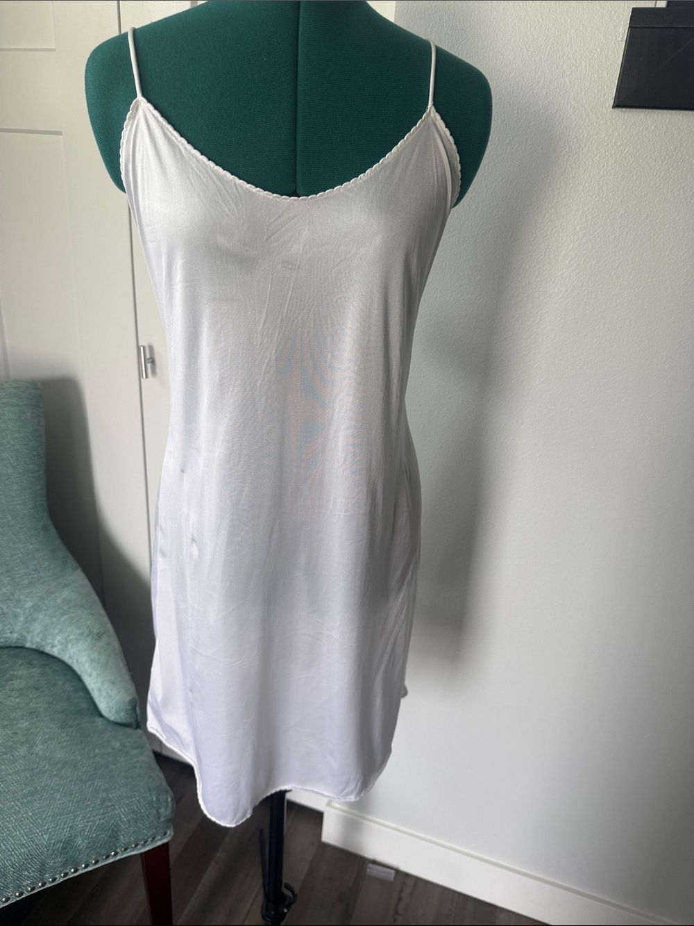 vassarette White Slip Chemise with Spaghetti Straps